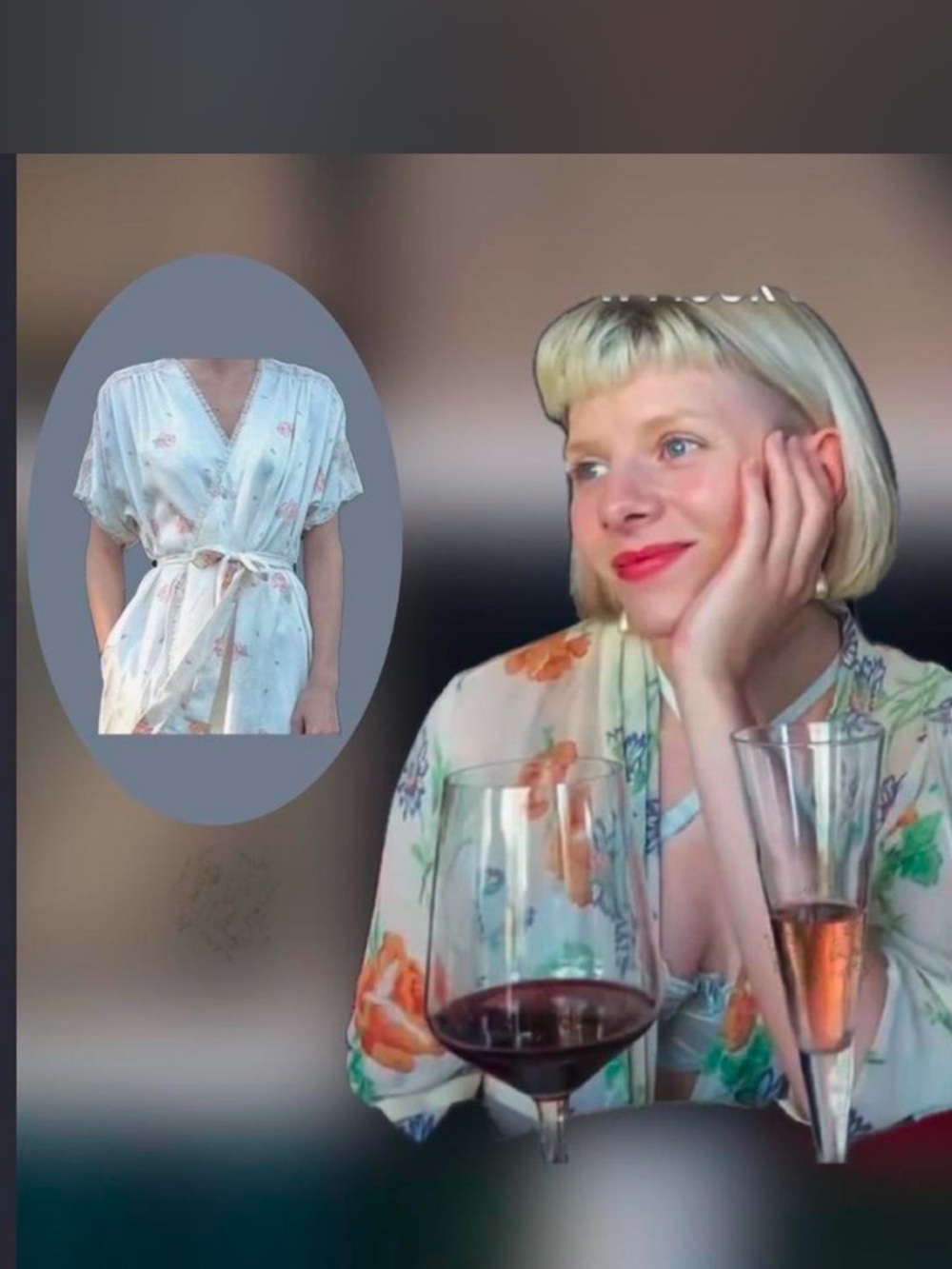 La Femme de Vanity Fair. Silky white floral nightgown & robe